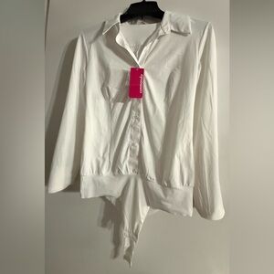Commando Crisp White Button-Front Long Sleeve bodysuit